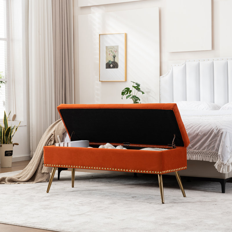 Banc de rangement, Orange, H 18 po x l 46 po x P 15,5 po