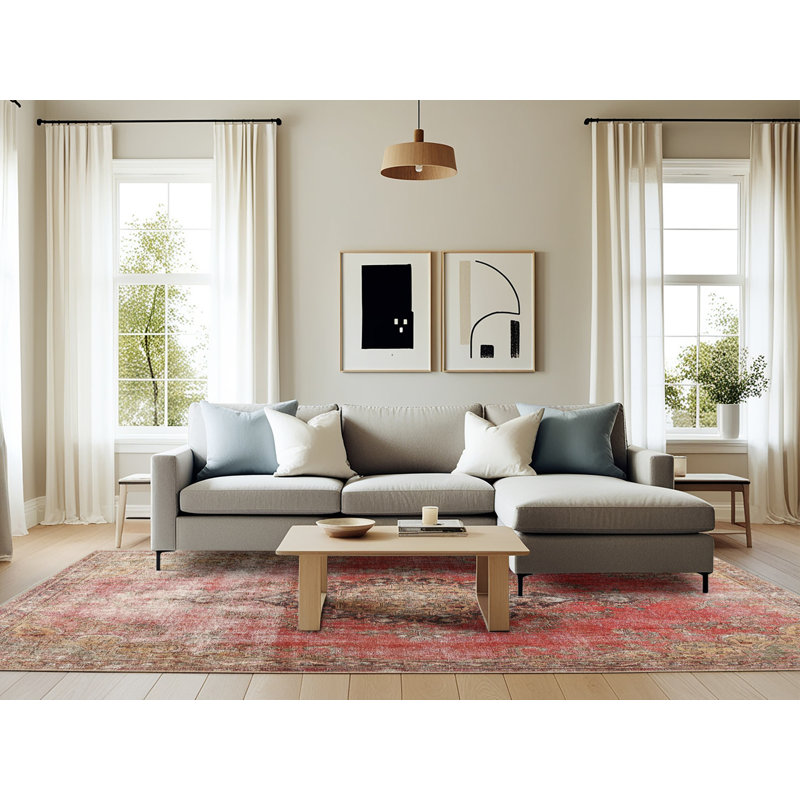 Aghancrossy Oriental Indoor Rug, Rectangle 6' x 9'