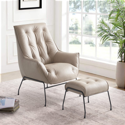 Fauteuil d'appoint capitonné avec repose-pieds Veranzano