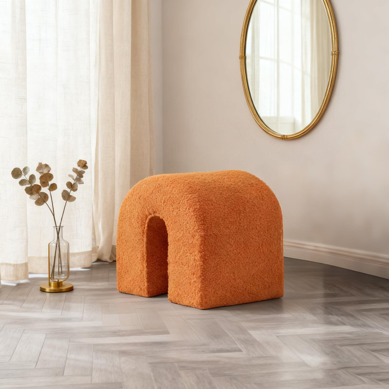 45cm Arched Footstool Large Ottoman, Orange