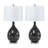 Stunning Glass Grey/Silver Timeless Table Lamp with Linen Shade (Set of 2)