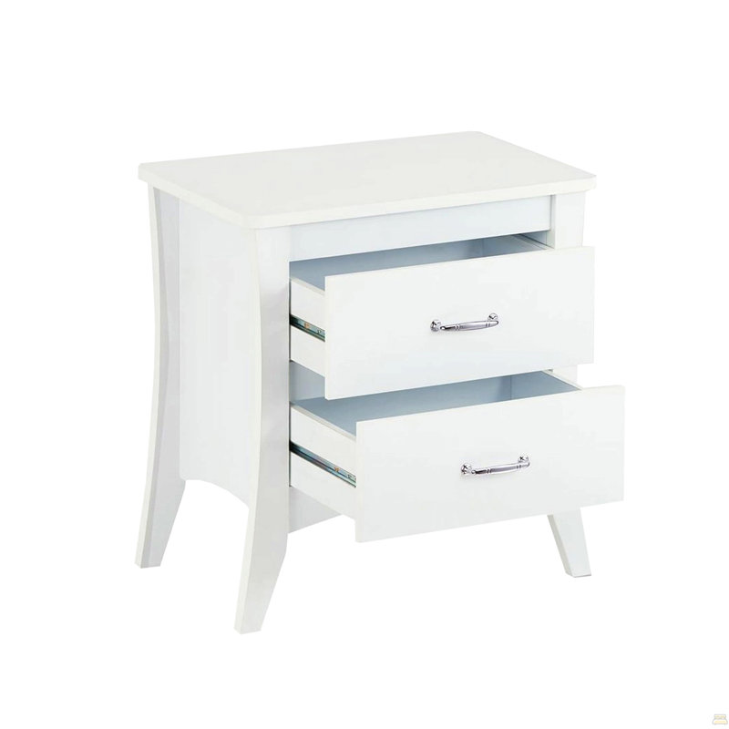 MDF Wooden Nightstand With 2 Drawers