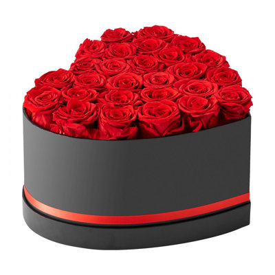 Forever Flowers, 27 Preserved Roses in a Heart Shape Box, Eternal Flowers Immortal Bouquet Birthday Present for Anniversary, Valentine's Day,Christmas, Red