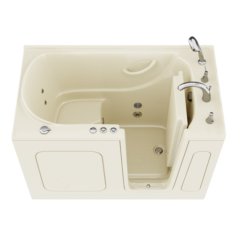 Therapeutic Tubs 30 in. x 54 in. Right Drain Quick Fill Walk-In Whirlpool Tub with Powered Fast Drain in Biscuit, Right