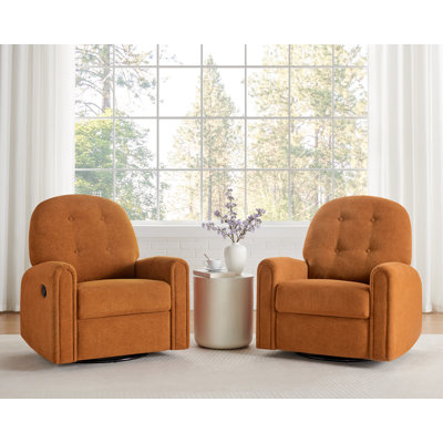 33.46’’ Terry Fabric Glider Rocker Manual Recliner Chair (Set Of 2)