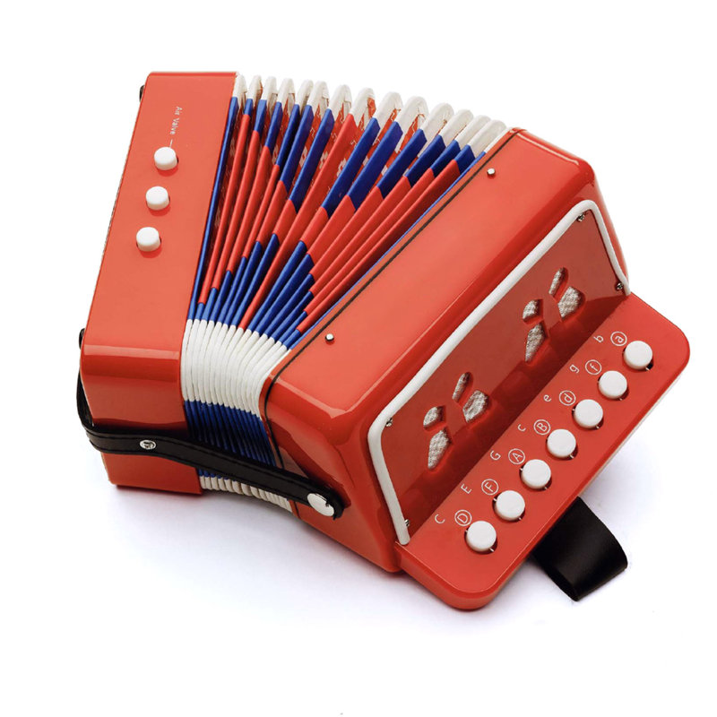  Hey Play Kids Accordion With 10 Key Buttons, Red