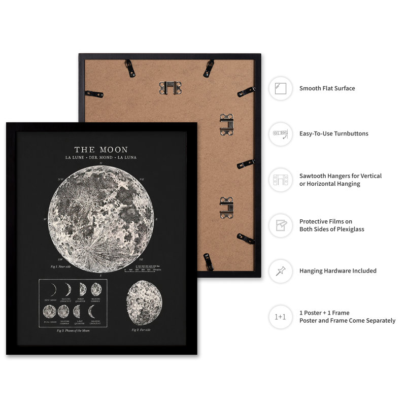 The Moon No3, Cadre noir, Affiche, H 12 po x l 16 po