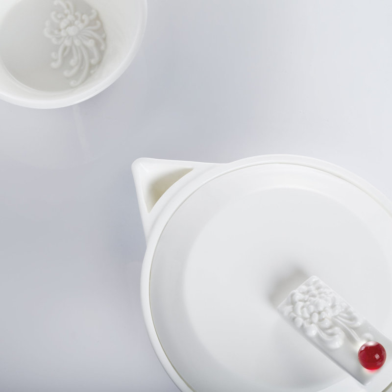LIULI Living, service à thé en porcelaine tendre | Petit oiseau dodu (1 théière, 2 tasses à thé)