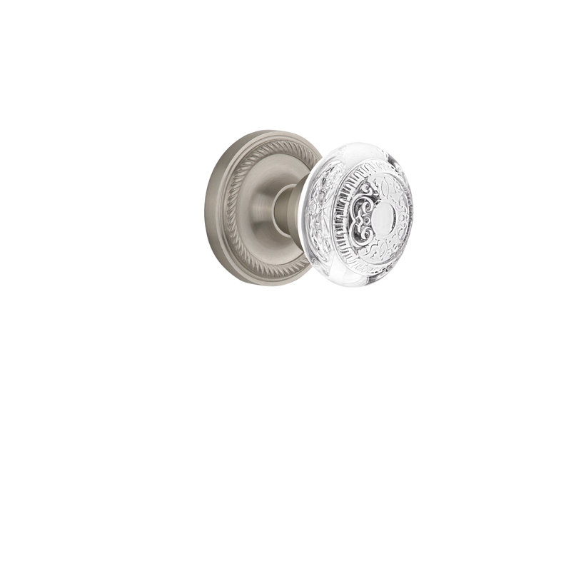 Rope Rosette with Crystal Egg & Dart Knob, Satin Nickel