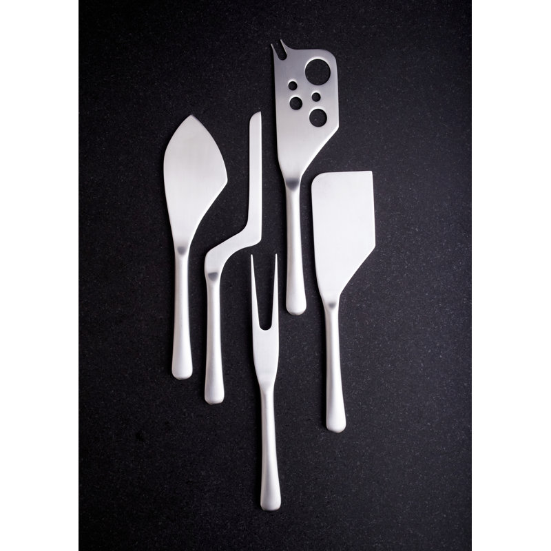 Barcelona 5 Piece Stainless Steel Cheese Serving Set, Silver