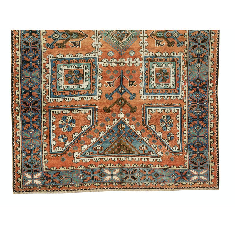 Tapis turc rétro fait à la main Bergama