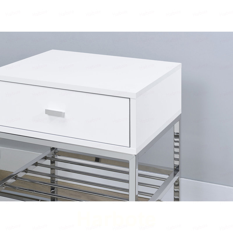 Banc de rangement à 1 tiroir blanc brillant Yesler