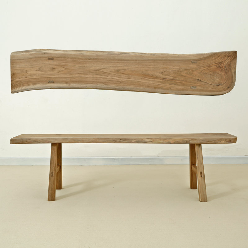 Artissance Live Edge Solid Walnut Natural Wood Bench, 18 Inch Tall (Color & Size May Vary)