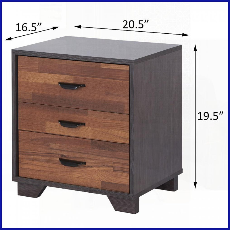 Noyer & amp; Table basse à 3 tiroirs Espresso, peu encombrante pour le salon / la chambre à coucher, facile d'accès, Brun