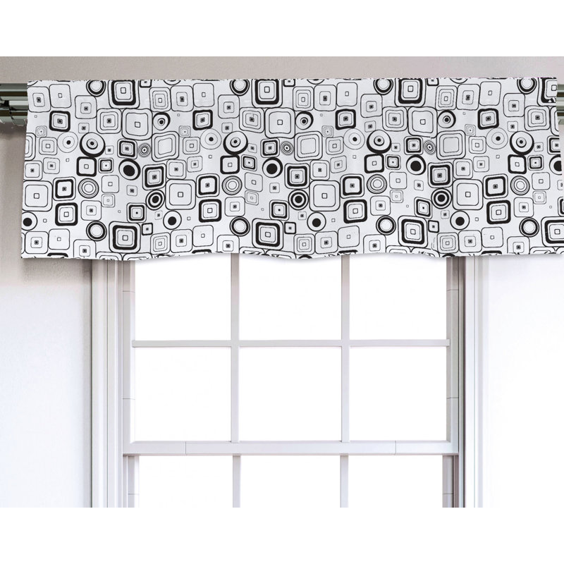 Sateen Geometric Ruffled Window Valance