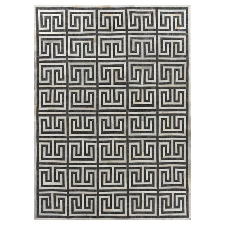 Berlin Geometric Area Rug in Charcoal/Ivory/Beige