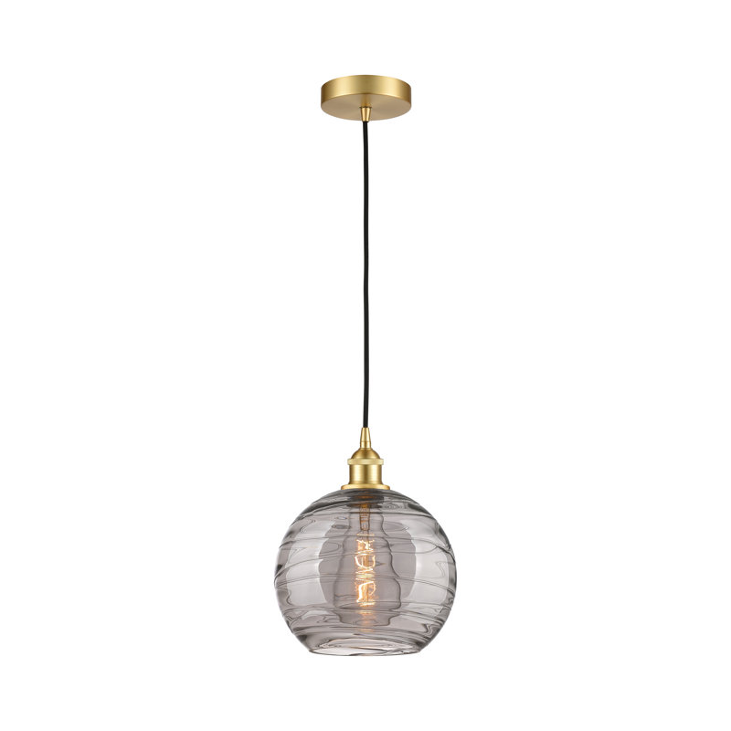 1 - Light Single Drop Pendant Pendant, 12.75" H x 10" W x 10" D, Satin Gold, Light Smoke