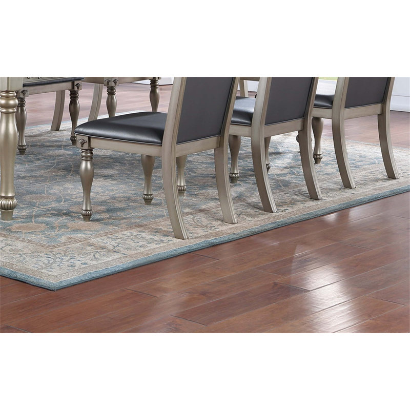 Ensemble de 2 chaises d'appoint Majestic / dossier capitonné en bois d'hévéa, Gris, Argent argent