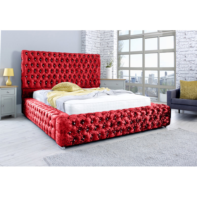 Kalea Upholstered Bed, Single (3'), Red