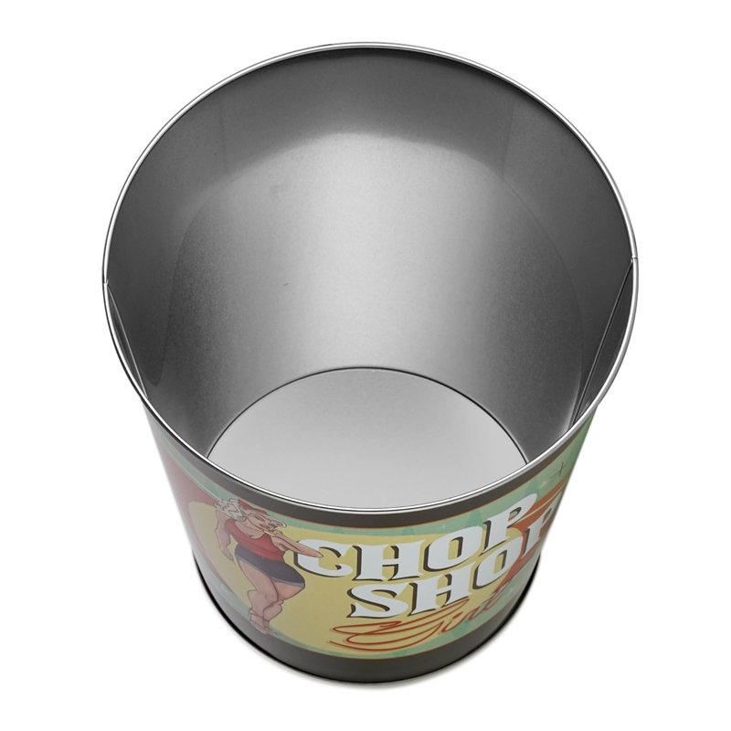 Retro Silver Metal Chop Shop Waste Basket
