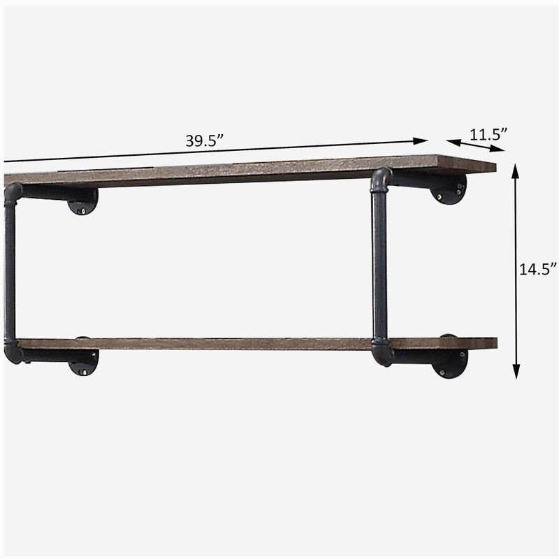 Tablettes murales à 2 niveaux en chêne rétro et gris sable