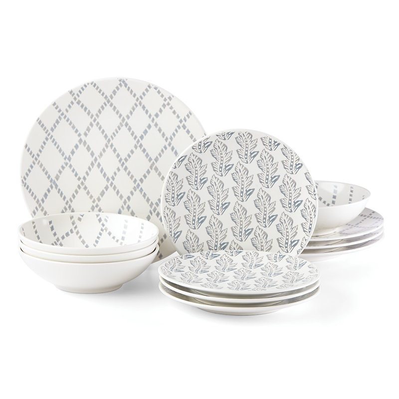 Textured Neutrals Chambray 12-Piece Set