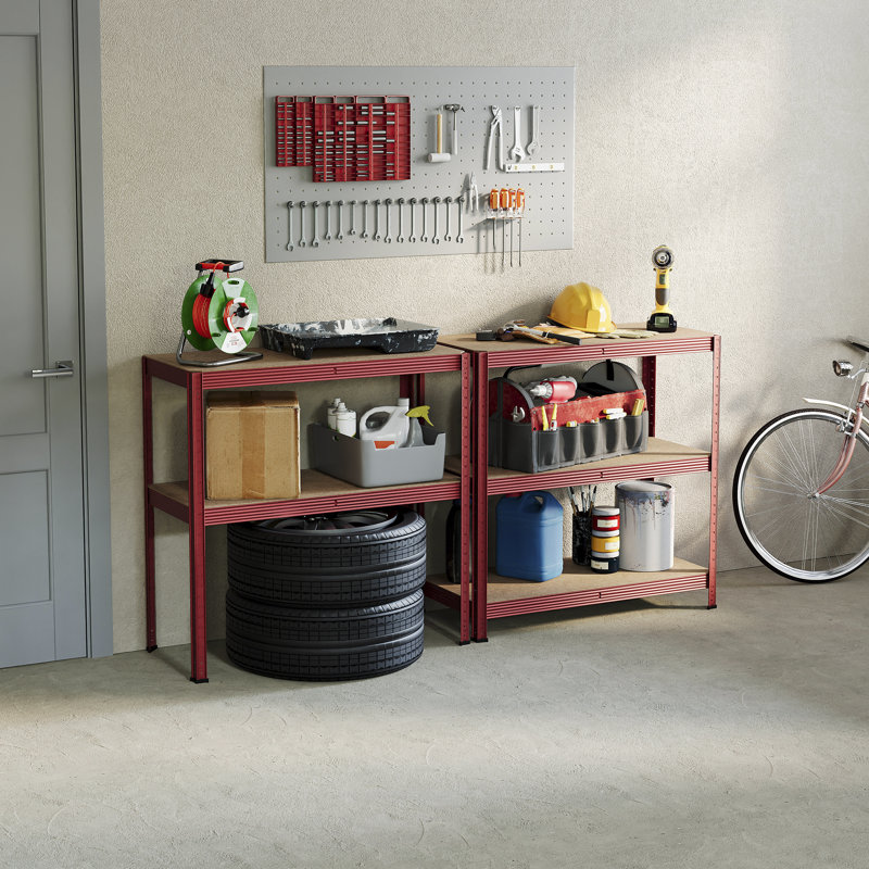 Vida Metal Height -Adjustable Shelving Unit, Standard, Red