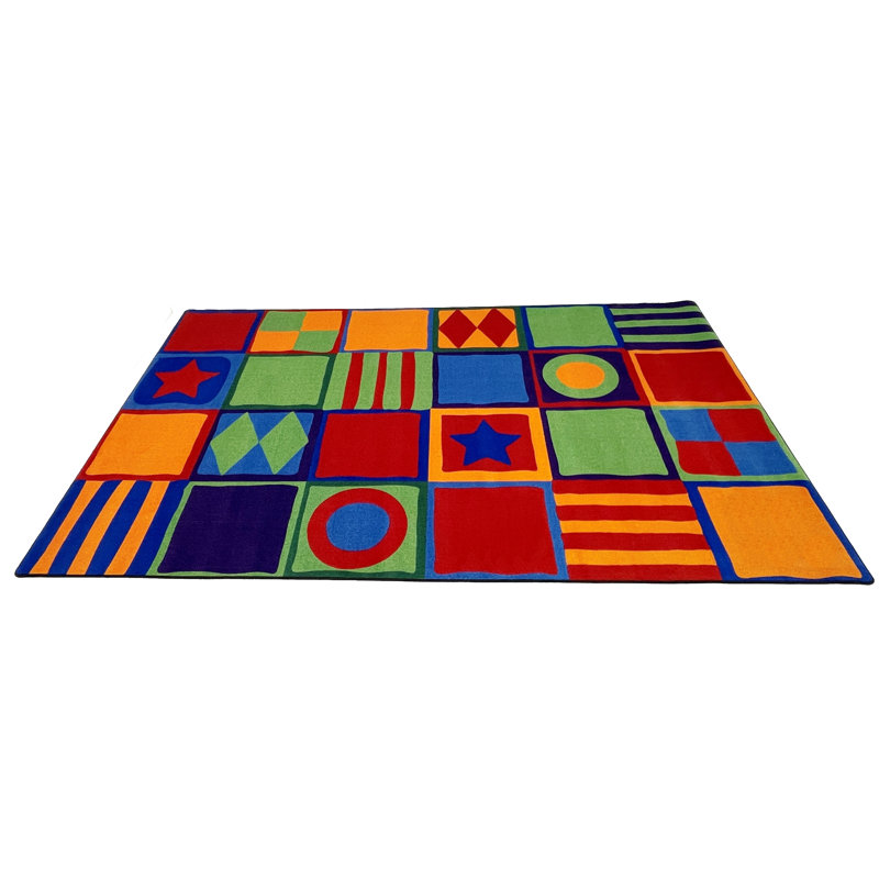 Patterned Squares Area Rug, Rectangle 4' x 6'