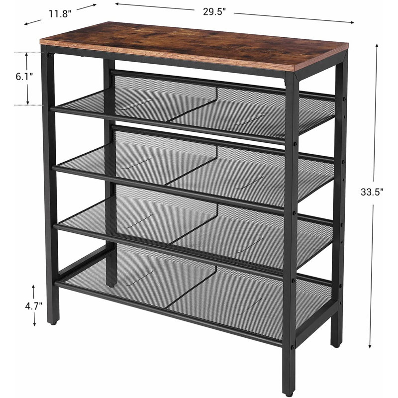 12 Pair Solid Wood Shoe Rack