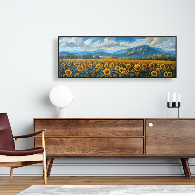 Sunflower Field - White Framed Canvas Home Decor Art Print