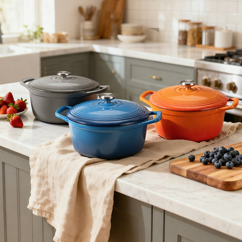 7 Qt Enameled Cast Iron Dutch Oven With Lid & Accessories – Blue Cookware For Baking, Roasting & Stews, 7 quarts, Blue