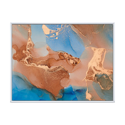 «Blue and Brown Luxury Abstract Fluid», peinture sur toile