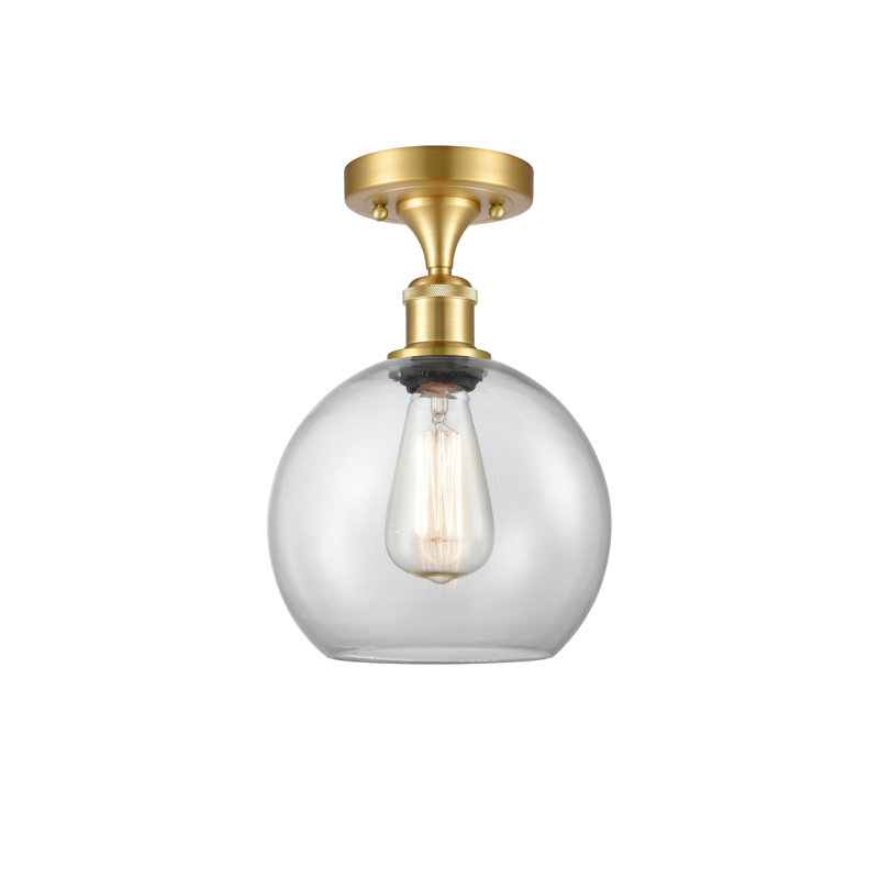 Cindi Glass Semi Flush Mount, LED, Clear, Satin Gold