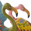 Ensemble de statue de flamant rose en métal 2 pièces Albritton