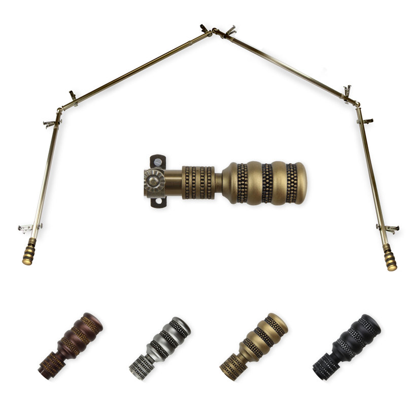 Ensemble de tringle à rideaux simple et quincaillerie pour fenêtre à 4 côtés Parinaaz, Laiton antique
