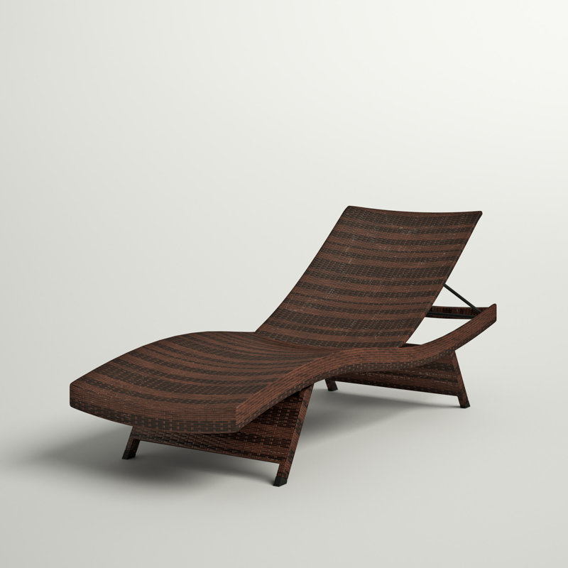Blaise Outdoor Wicker Chaise Lounge, Walnut, 1