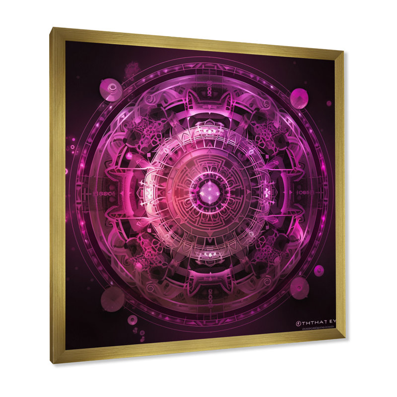 Mystical Fuchia Sacred Chakra - reproduction sur toile, H 16 po x l 16 po x P 1 po, Cadre doré simple