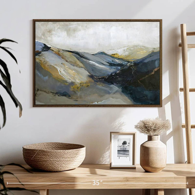 Out Line II, 25 po x 17 po, Cadre flottant en noyer