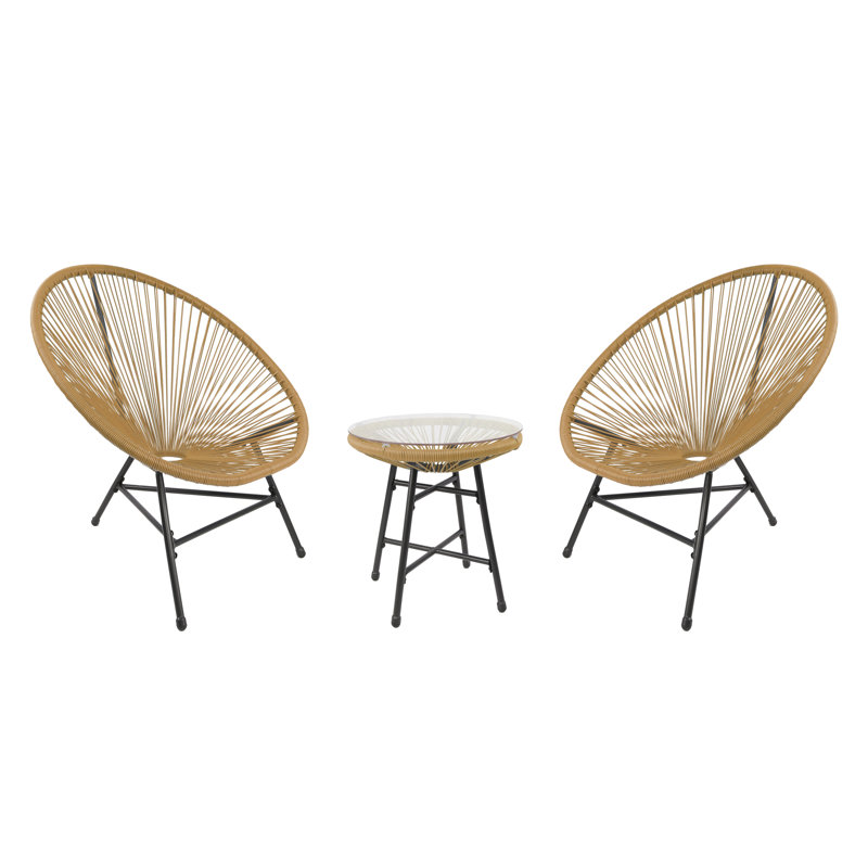 Carlson 2 Seater Outdoor Conversation Sets, Natural, Black