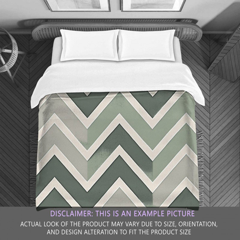 Checkered Comforter, Twin Extra Long Comforter, Green/Gray Chevron