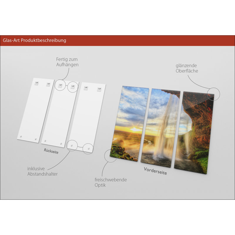 3 Piece No Frame Painting on Glass