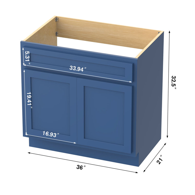 Hibbitts 36'' Single Bathroom Vanity Base Only, Blue