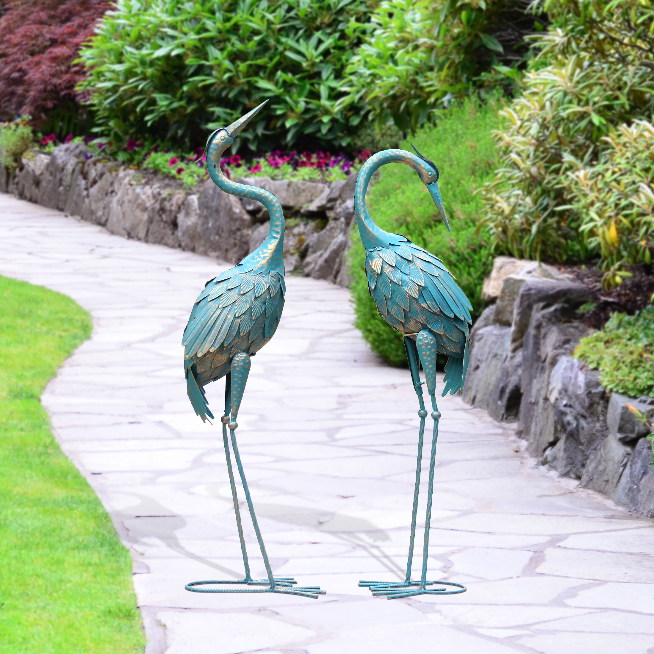 Highland Dunes Moller Bird Animals Metal Garden Statue & Reviews | Wayfair