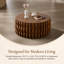 Table basse ronde 30,31 po en bois massif ondulé avec base en panneau de fibres à densité moyenne