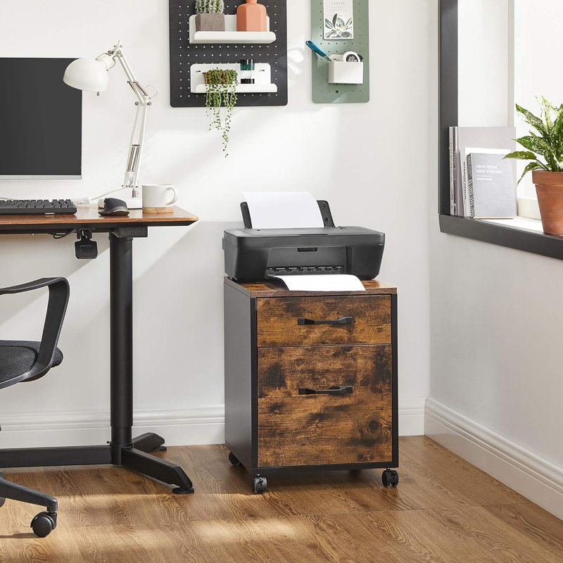 Mobile File Cabinet With 2 Drawers And Wheels, Printer Stand For Home Office, Organizer For A4 And Letter Sized Documents, Hanging File Folders