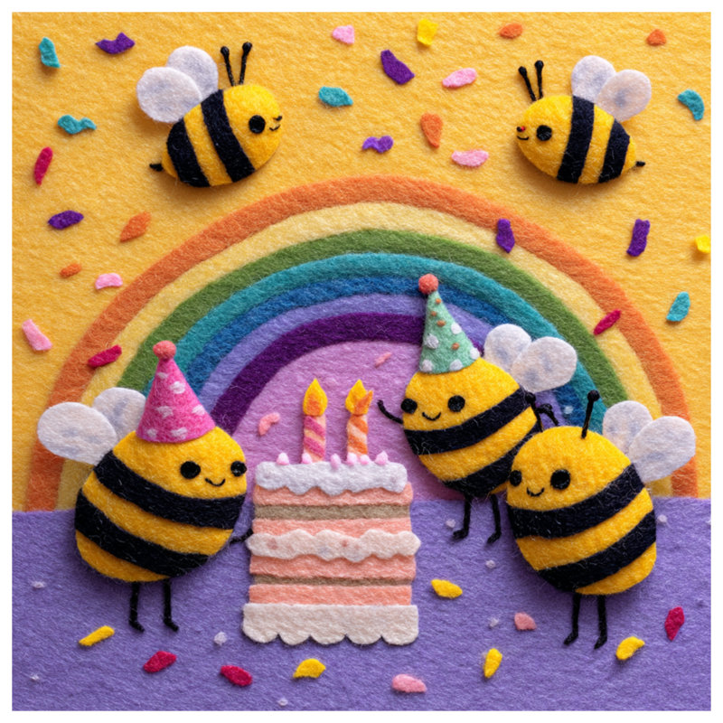 Tapis de bain Felt Bees Birthday Cake, L 34 po x L 21 po