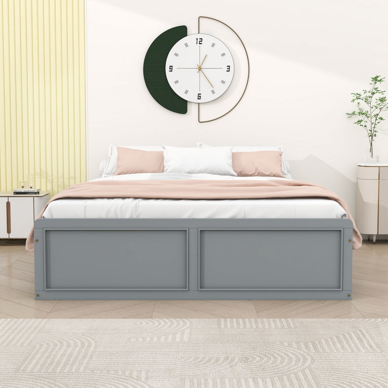 Structure de lit plateforme en bois 6 tiroirs grand format, peu encombrant, Gris