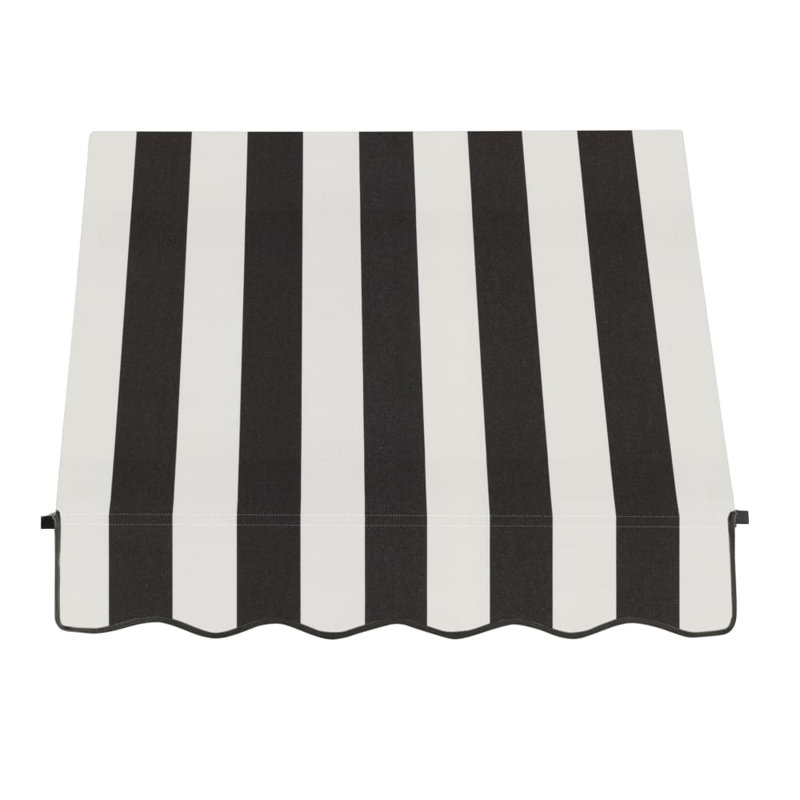 Awntech Santa Fe Acrylic Fabric Fixed Awning with Iron Rope Arms, Black/White Stripe, 31" H x 52.5" W x 24" D