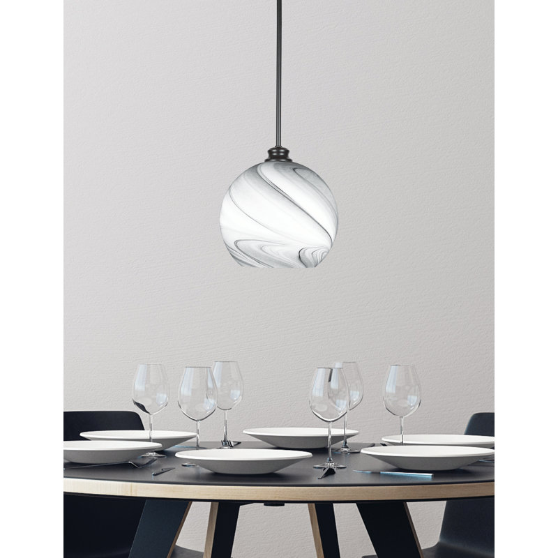 Kimbro 1-Light Stem Hung Pendant, Matte Black, 10.75" H x 11.75" W x 11.75" D