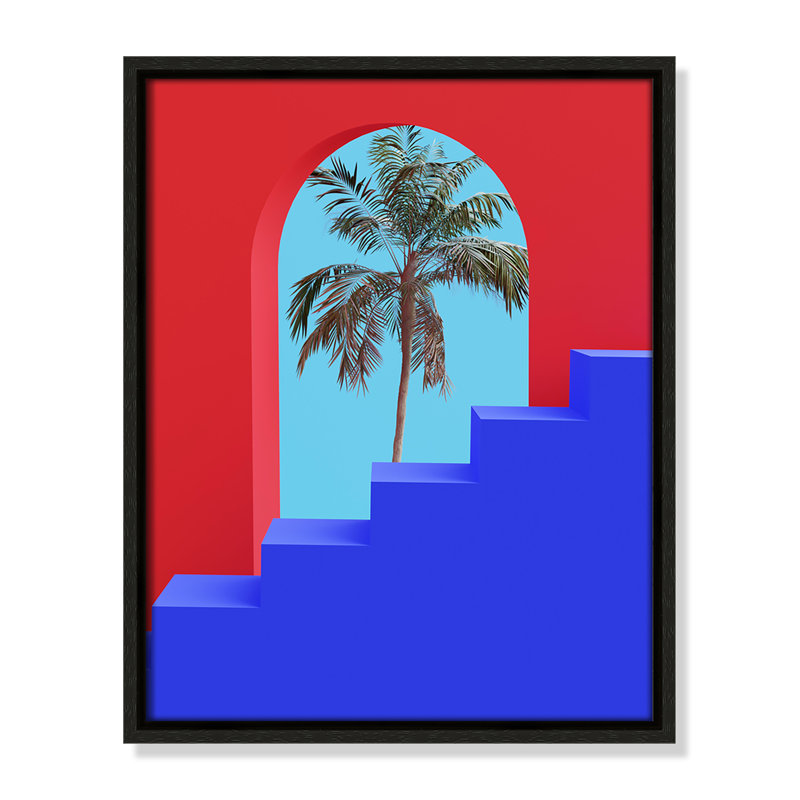 Palm Palm View encadré par Swati B, Cadre flottant espresso, H 15,5 po x l 12,5 po x P 2 po